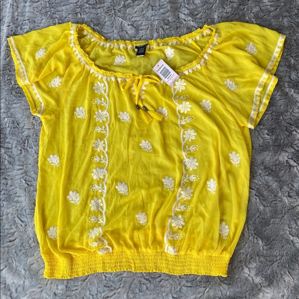 Yellow Embroidered Torrid Top